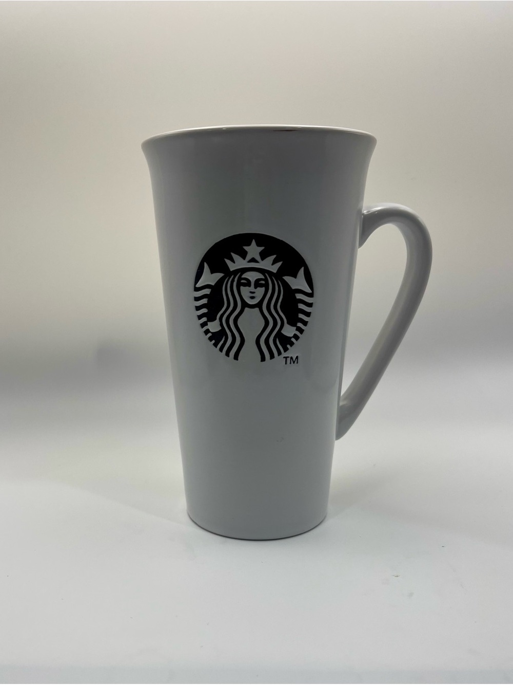Starbucks White Tall Ceramic Mug with Black Siren Logo no lid